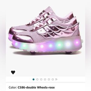 Double wheel girls led light up rechargeable skate shoe